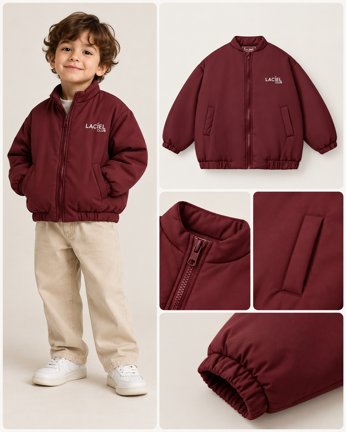 Çocuk mont Bordo kolej model