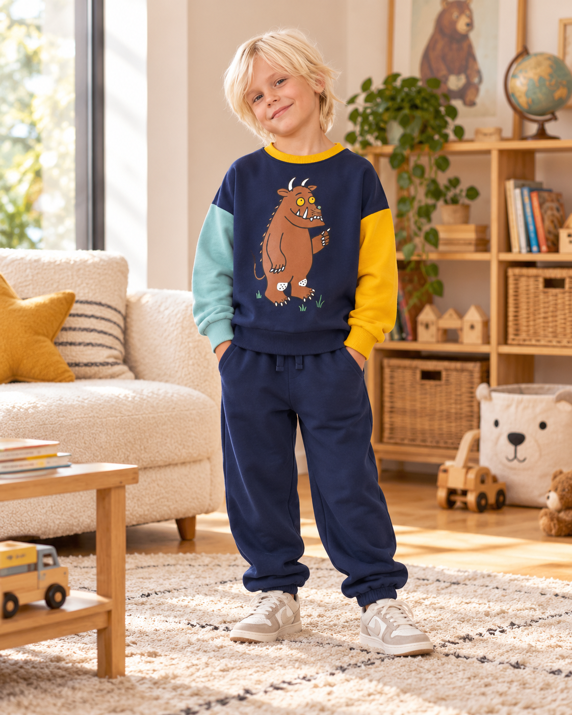 Erkek Çocuk Baskılı Sweatshirt Eşofman Takımı Pamuklu